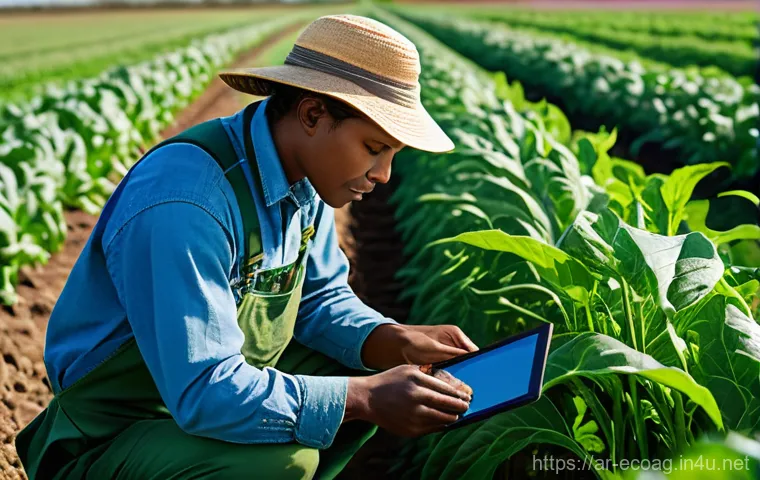 친환경농업기술자 자격증 소지자의 업무 범위 - Image Prompt 1: The Dedicated Sustainable Agriculture Technician** 친환경농업기술자 자격증 소지자의 업무 범위 - Image Prompt 1: The Dedicated Sustainable Agriculture Technician**