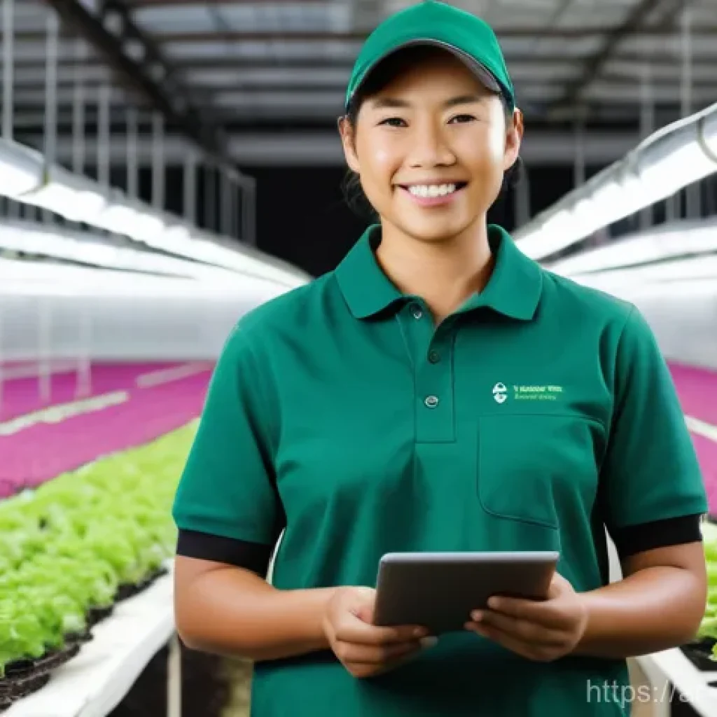 친환경농업 기술자와 관련된 필수 자격증 - **Prompt:** A dynamic, wide-shot photograph of a diverse agricultural technician, an adult individua...