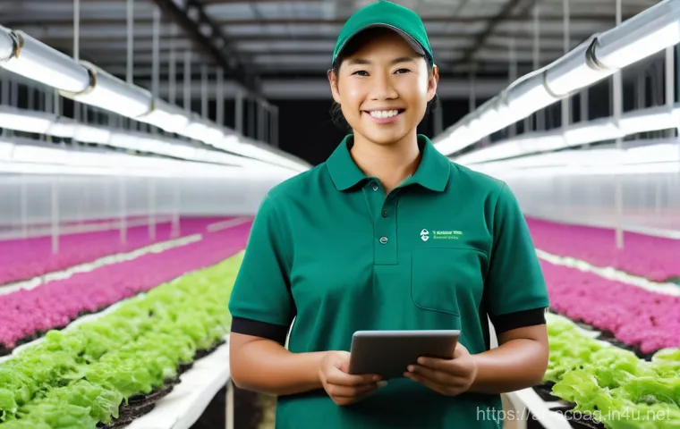 친환경농업 기술자와 관련된 필수 자격증 - **Prompt:** A dynamic, wide-shot photograph of a diverse agricultural technician, an adult individua...